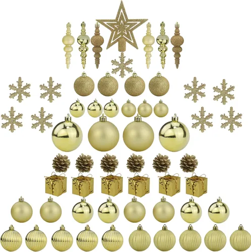 Miniatura 8 de Sunnyglade Juego de 60 adornos azules para árbol de Navidad, esferas inastillables con brillo para Navidad, decoración colgante con paquete