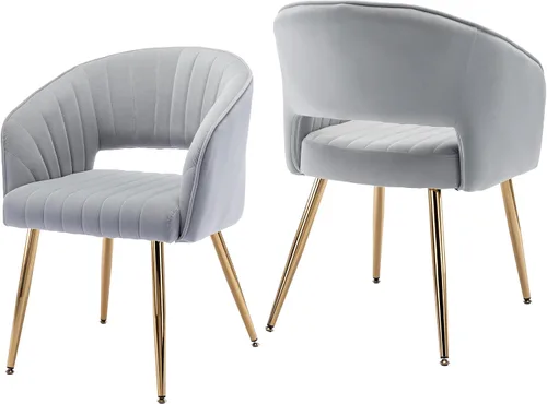 Miniatura 13 de KCC Juego de 2 Sillas de Comedor de Acento Moderno, Sillas de Comedor Tapizadas en Terciopelo con Respaldo Hueco, Sillas de Cocina Acolchadas Sillas