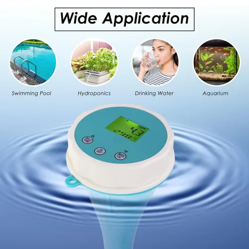 Miniatura 5 de Probador inalámbrico de calidad de agua 6 en 1, monitor de calidad de agua flotante Bluetooth para piscinas, spas e hidroponía, pH, EC, ORP, cloro