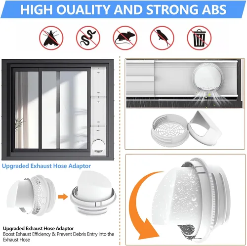 Miniatura 5 de Kit de ventilación portátil de ventana de CA, panel de sellado de ventana de PVC ajustable para ventanas correderas / puertas, kit de ventana