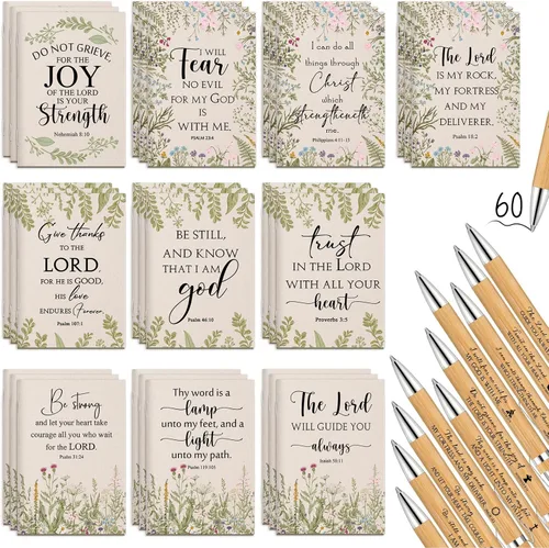 Miniatura 9 de Ctosree 60 unidades de regalo cristiano a granel para mujeres, cuaderno de versículos de la Biblia, diario de oración, bolígrafo inspirador, bloc