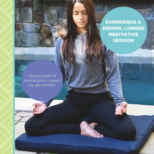Miniatura 2 de Bean Products Juego de alfombrillas de meditación – Zafu almohada de piso orgánica de trigo sarraceno + almohadilla de oración Zabuton rellena