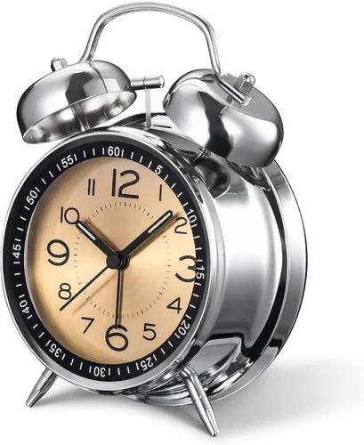 Miniatura 7 de Cadmos Reloj despertador fuerte para personas que duermen profundamente, retro de 10 cm, silencioso, sin tic-tac, de cuarzo, con retroiluminación