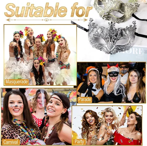 Miniatura 7 de Yunsailing 40 máscaras venecianas antiguas de estilo vintage para hombres y mujeres, para desfile, fiesta, actuación, bar, carnaval