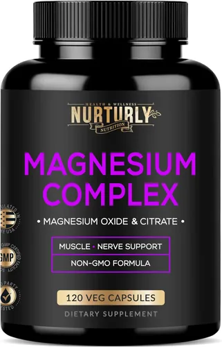 Suplemento complejo de citrato y óxido de magnesio de 500 mg – Alta absorción máxima fuerza – Ayuda a apoyar la densidad ósea y fuerza, músculos,