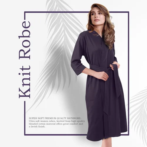 Miniatura 3 de NY Threads Bata de baño de punto largo para mujer, manga 34, kimono suave, ligero, ropa de descanso