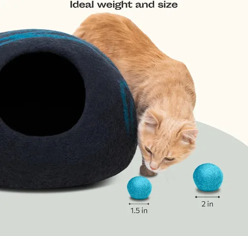 Miniatura 3 de MEOWFIA Juguetes de bolas de lana, paquete de 6 pelotas seguras para gatos y perros pequeños, juguete de lana de fieltro de 1.5 pulgadas para gatos