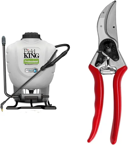 D.B. Smith Field King 190328 - Paquete de pulverizador de mochila de 4 galones con podadora de mano clásica FELCO F-2 068780