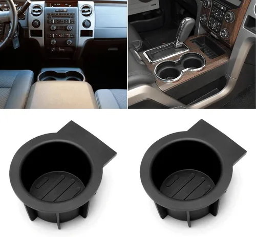 POETRYXIAO Reemplazo de inserto de portavasos delantero compatible con F150 2004-2008 con consola de flujo a través, F150 2009-2014 sin consola de