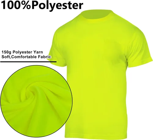 Miniatura 5 de VENDACE Camisetas de seguridad de alta visibilidad, paquete de 3 camisetas de trabajo de construcción de manga corta Hi Vis, para hombres