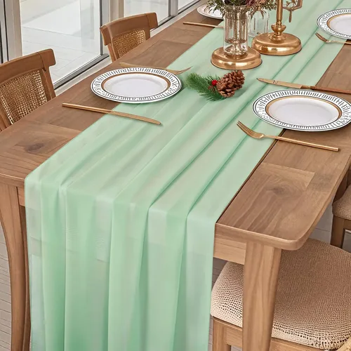Miniatura 11 de DUOBAO Hot Pink Table Runner 10ft Chiffon Table Runner 29''x120'' Sheer Fabric for Wedding, Party, and Bridal Shower Decor