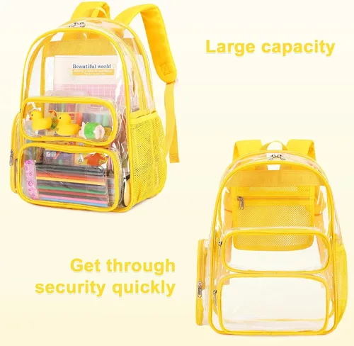 Miniatura 106 de CAMTOP Mochila transparente resistente y transparente para estudiantes, escuela, trabajo, festival, viajes, deportes, Beige, Mediana, Camtop Mochila