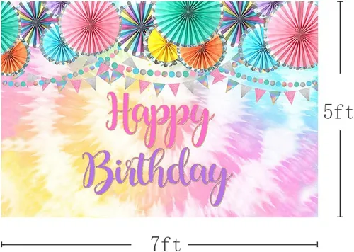 Miniatura 3 de MEHOFOND Telón de fondo de fotos de cumpleaños con diseño de teñido anudado, decoración de fiesta mexicana para niñas, decoración de fiesta