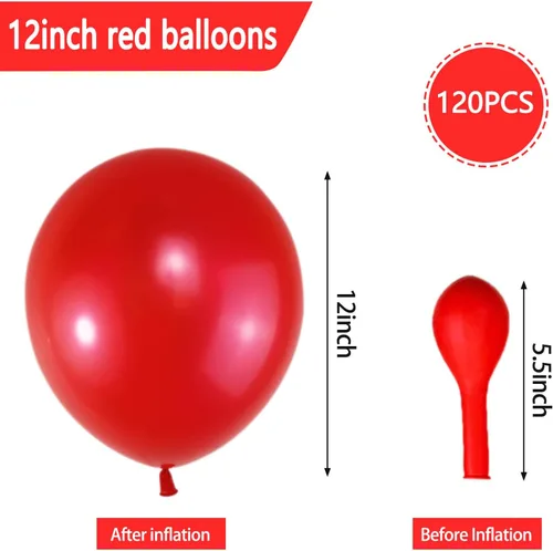 Miniatura 3 de Paquete de 120 globos de color rojo perla, globos brillantes de látex rojo real de 12 pulgadas para cumpleaños, boda, baby shower, Halloween.