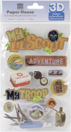 Paper House Productions STDM-152E Pegatinas 3D, Little Boy Scout