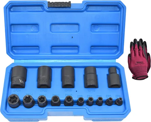Miniatura 9 de Torx Plus - Juego de dados externos Torx Plus de 6 puntos EP EP4 – EP32 19 piezas con 1/2 pulgadas, 3/8 pulgadas, 1/4 pulgadas, repuesto para juego