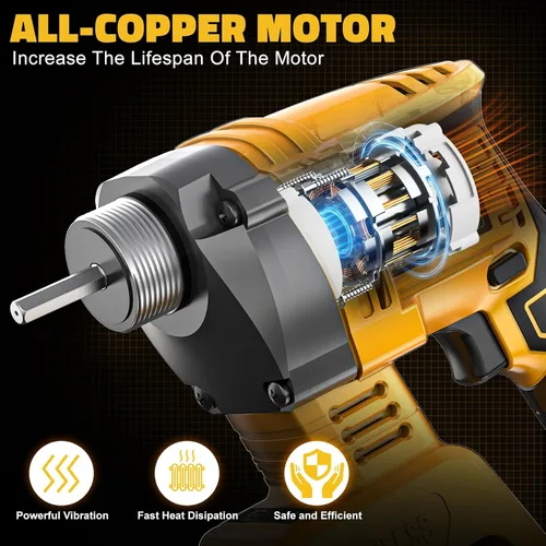 Miniatura 3 de LIVOWALNY Herramienta vibradora de hormigón de mano compatible con batería Dewalt de 20 V (solo herramienta), vibrador eléctrico inalámbrico
