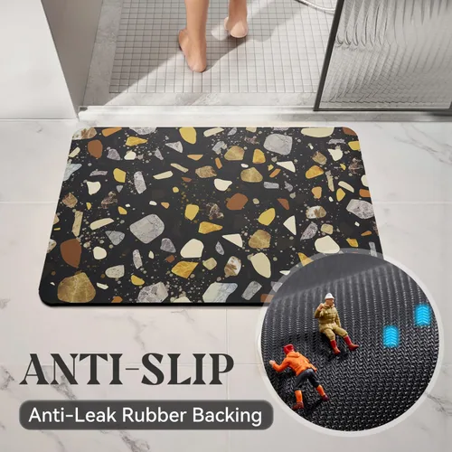 Miniatura 7 de MontVoo -Tapete de baño-Alfombras de baño delgadas antideslizantes para debajo de la puerta- Superficie de gamuza sintética absorbente, de secado