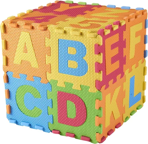 Miniatura 5 de DIMPLE Tapete de juego de espuma para niños (72 piezas en total) 6.25 x 6.25 pulgadas entrelazados del alfabeto y los números, rompecabezas de suelo