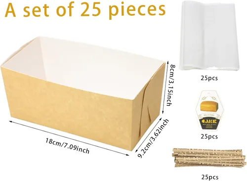 Miniatura 2 de Moldes desechables para pan, molde de pan de papel para hornear pan, 25 piezas de molde natural reciclable para pastelería con bolsa de paquete