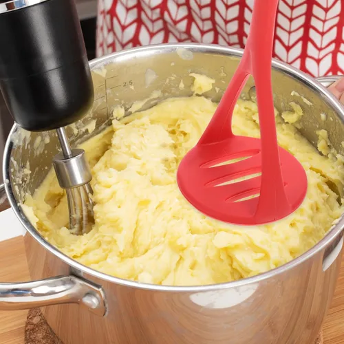 Miniatura 8 de UPKOCH Triturador de patatas de silicona, herramienta de cocina pequeña, herramienta trituradora de alimentos para bebés, cortador de verduras, Rojo