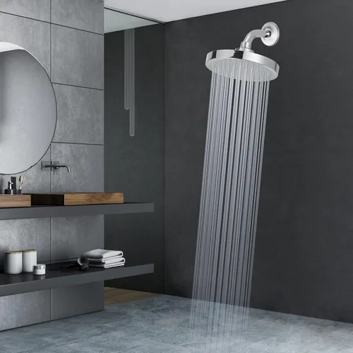 Miniatura 6 de Brazo de ducha Voolan con brida y cinta de teflón, brazo de extensión de cabezal de ducha para baño con ducha fija, acero inoxidable sólido, montado