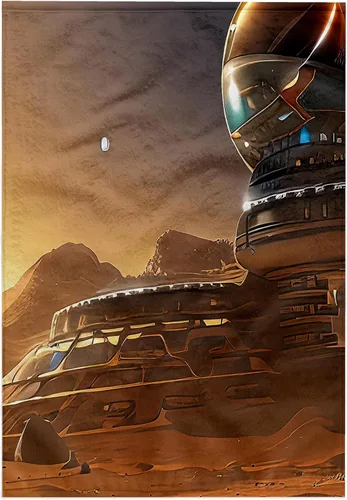 Miniatura 7 de 3dRose Paño de lavado 11x12 para cara y cuerpo - Fantasy Settlement en Marte por la noche. Arte digital genial para ti Alexis Design - Space Mars