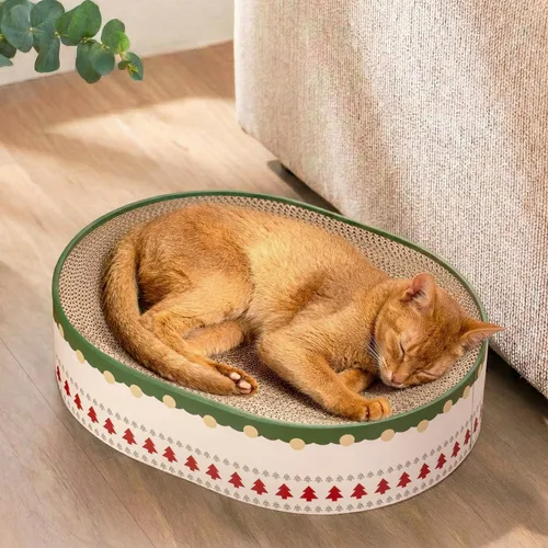 Miniatura 9 de Conlun Caja rascador para gatos con 4 tablas de rascar para gatos, almohadilla reversible para arañazos para gatos, cartón corrugado resistente