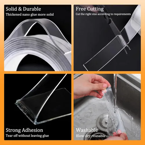 Miniatura 3 de Cinta adhesiva de doble cara para paredes, soporte de cinta extraíble para pósteres, cinta adhesiva resistente para colgar en la pared, cinta 4