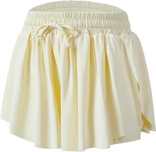 Miniatura 4 de Pantalones cortos fluidos de mariposa para niñas, pantalones cortos deportivos para niños pequeños, faldas de tenis 2 en 1, pantalones cortos