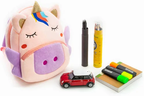 Miniatura 7 de Mochila con diseño de animales, animal de felpa, minibolsa de viaje para niño de 2-6 años, baby unicorn), PBK001