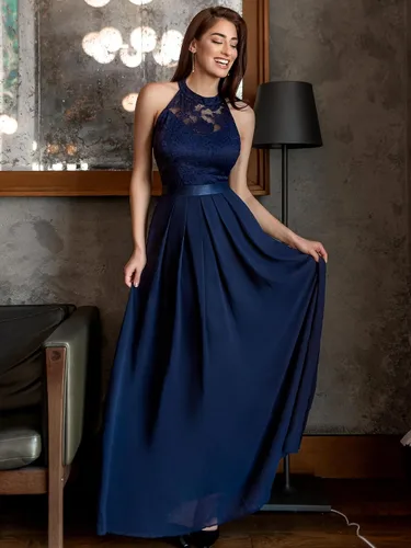 Miniatura 3 de Miusol Vestido de fiesta de noche de encaje floral vintage con cuello halter para mujer