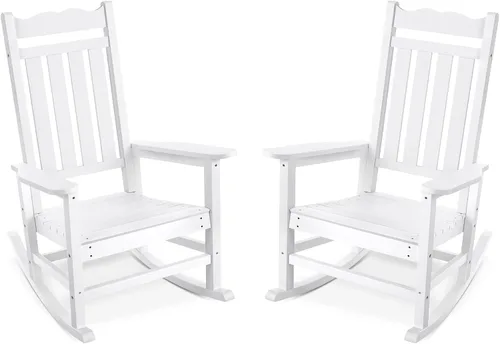 Miniatura 15 de Stoog Mecedora para patio, para todo tipo de clima, soporte de peso de 400 libras, nunca se decolora ni se pudre, para patio trasero, hoguera, Teca