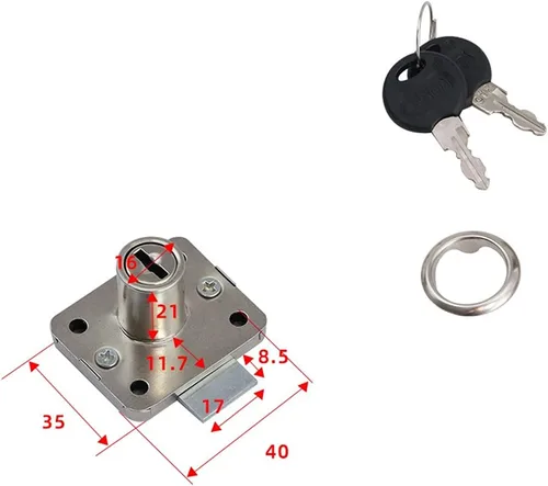 Miniatura 2 de Cerradura de cajón con leva cilíndrica, cerradura de hardware para muebles, acero laminado en frío 101-22, cerradura de armario de escritorio