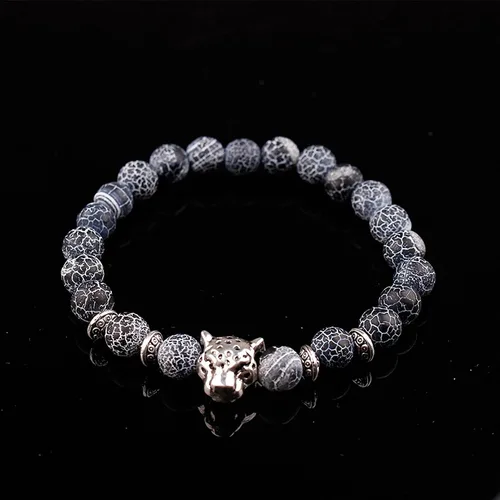 Miniatura 6 de Pulsera unisex de 0.315 in de roca volcánica chapada en oro de pantera de leopardo con cuentas de Buda, piedra natural, antiansiedad, difusor