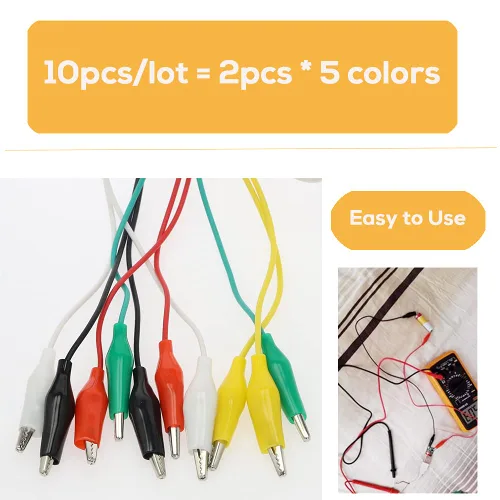 Miniatura 3 de 10 clips eléctricos de cocodrilo de alta calidad, 5 cables de prueba de colores con sondas de prueba, cables de puente de cocodrilo con clips