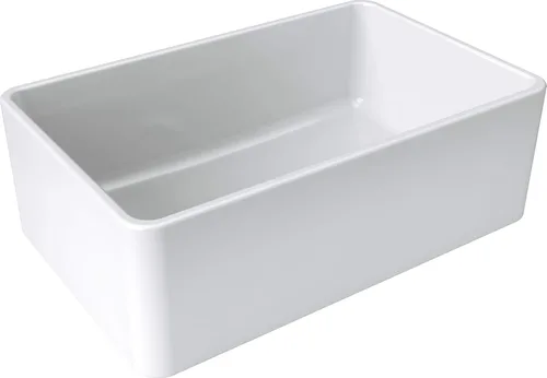 Miniatura 2 de Fregadero de arcilla refractaria, fregadero de cocina con delantal de granja de un solo tazón, blanco, (30 pulgadas)