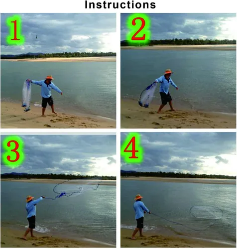 Miniatura 7 de Red de pesca de atarraya con marco de aluminio, malla de 0.8 pulgadas, diámetro de 7.8-13.8 pies