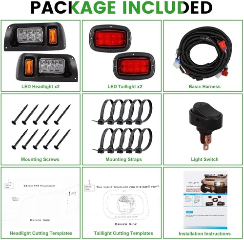 Miniatura 4 de Kit de iluminación LED Lochnchn, kit de luces delanteras y traseras de 12V para carritos de golf Club Car DS 1993 en adelante, homologado