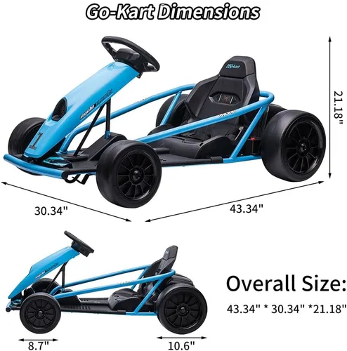 Miniatura 6 de Go Kart de 24 V para niños de 8 a 12 años, 300 W x 2 motores extra potentes, batería grande de 9 Ah de 8.1 MPH de alta velocidad con música, bocina