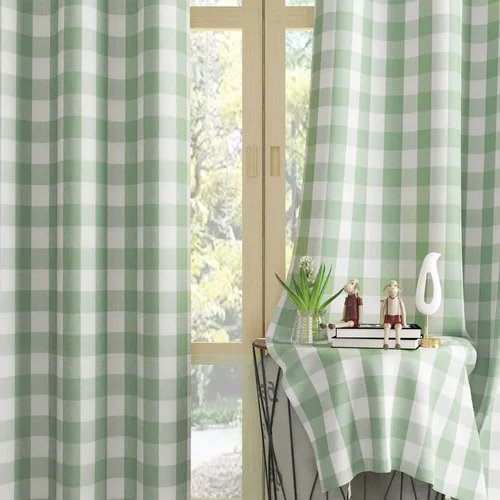 Miniatura 9 de UPOPO Cortinas de ventana Buffalo Check 122 cm de largo, cortinas de algodón para sala de estar, paneles de cortina a cuadros para dormitorio
