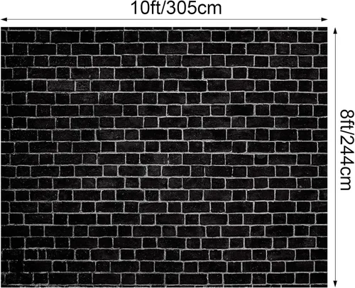 Miniatura 2 de VitalCozy Telón de fondo de pared de ladrillo de 10 x 8 pies para sesión de fotos, tela de poliéster, fondo de ladrillo negro para chimenea