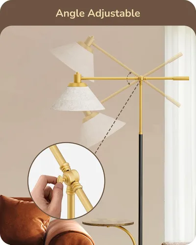 Miniatura 2 de EDISHINE - Lámpara de pie de arco de 68" con mesa, lámpara de pie vintage para sala de estar con bandeja, altura ajustable, bombilla LED de 5