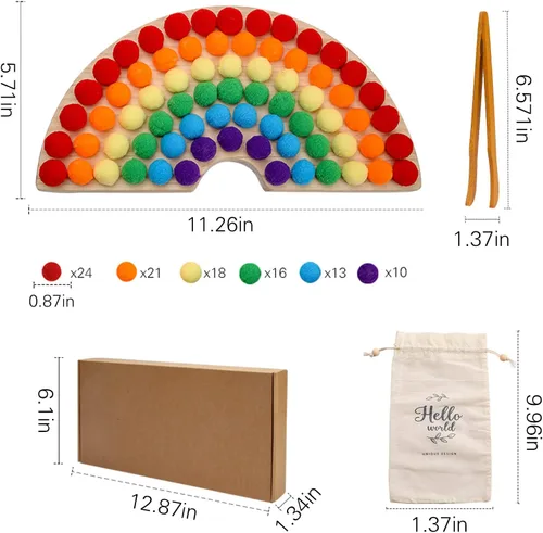 Miniatura 6 de ibwaae Juego de cuentas de madera para clasificación de colores, juego de conteo a juego, conteo de cuentas, habilidades motoras finas, juguetes