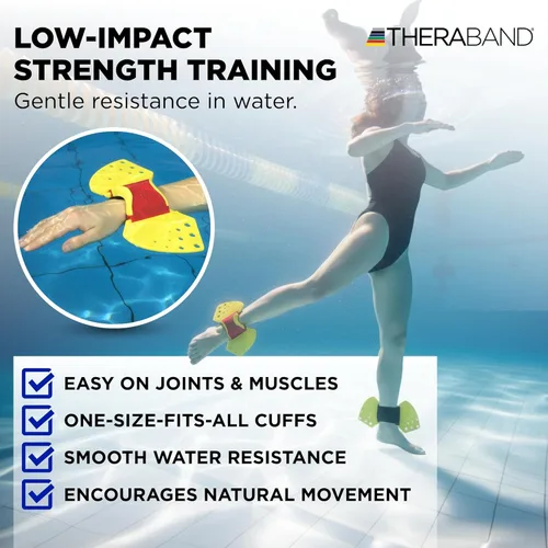 Miniatura 2 de Kit de Ejercicio Acuático THERABAND Aquafins para Entrenamiento de Resistencia en Agua para Parte Superior/Inferior del Cuerpo, Terapia Física