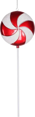 Miniatura 4 de Vickerman Adorno navideño de piruleta de caramelo rojo y blanco de 17