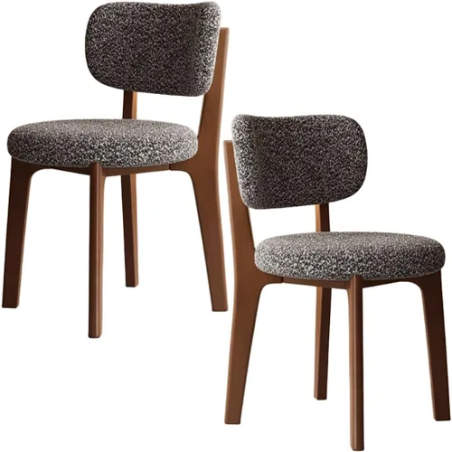 Miniatura 32 de YVYKFZD Solid Wood Dining Chairs, Fabric Dining Room Chair Set of 2/4/6, Upholstered Kitchen Chairs with Curved Backrest, Armless Living Room Chair