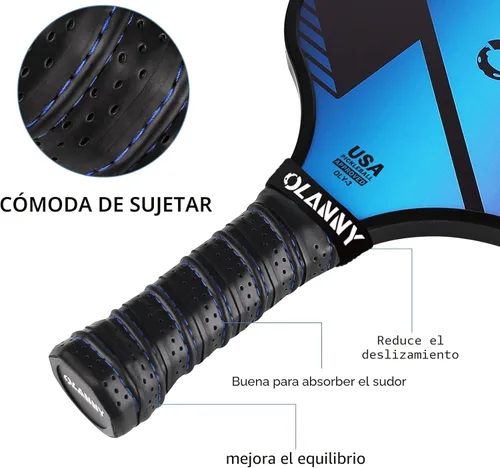 Miniatura 3 de OLANNY Juego de paletas de pickleball de grafito, raquetas de primera calidad, cara de fibra y polímero de núcleo de panal de abeja, incluye paletas