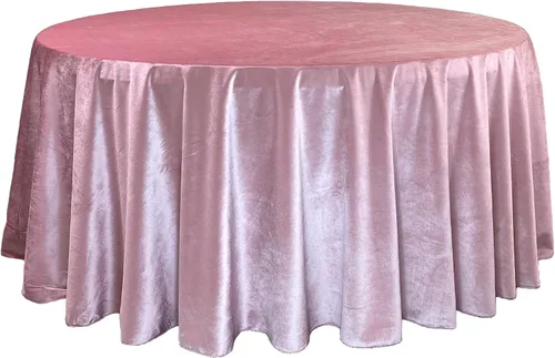 Miniatura 23 de YOUR CHAIR COVERS - Mantel redondo de terciopelo de 132 pulgadas - Mantel de lino azul polvoriento para mesas redondas estándar Azul empolvado