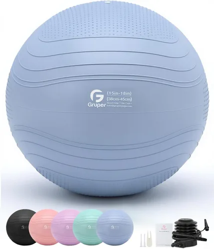 Miniatura 22 de Gruper Pelota de yoga, pelota de ejercicio extra gruesa para entrenamiento y estabilidad durante el embarazo, 4 tamaños, pelota de equilibrio